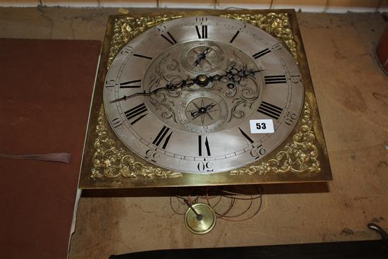 George III eight day longcase clock movement,(-)